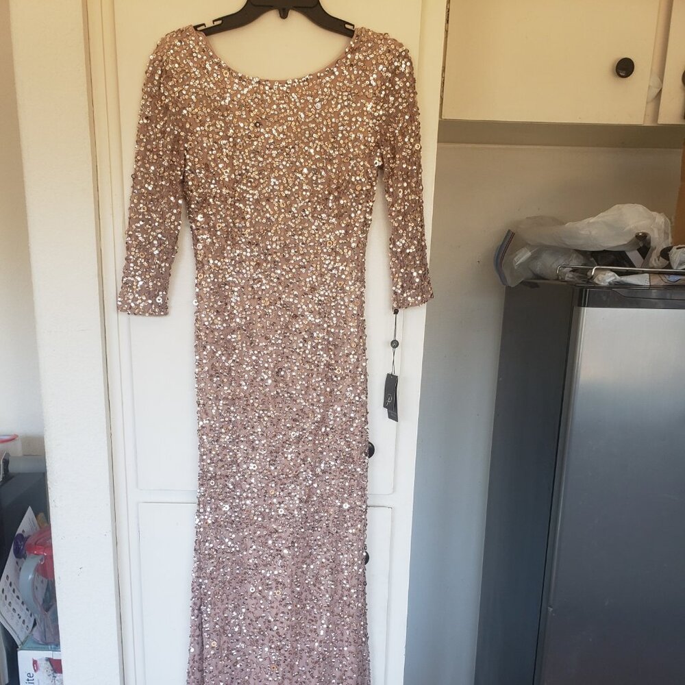 Adrianna Papel Dress Rose Gold Sequins Size 2